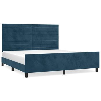 Estructura De Cama Sin Colchón Terciopelo Azul Oscuro 160x200cm Vidaxl