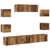 conjunto de mueble de tv 7 uds  mueble de salon  gabinete de tv montado la pared madera vieja