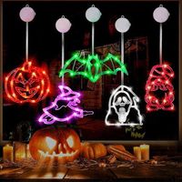 decoraciones de halloween para interiores paquete de 5 luces de halloween con ventosas calabaza fantasma murcielago bruja gnomo para decoraciones de halloween terrorificas