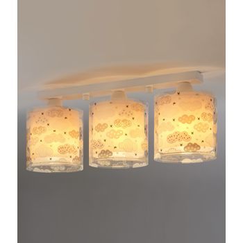 Plafón De Techo 3 Luces Infantil Clouds Nube Rosa