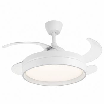 Ventilador de Techo con Luz LED 40W+40W Motor DC, 5900lm, Ultra Silencio 4 Aspas retráctiles, Mando a Distancia, 6 Velocidades, Temporizador 1/2/4H,3 Tonos 3500K/4000K/6500K, Función Verano/Invierno