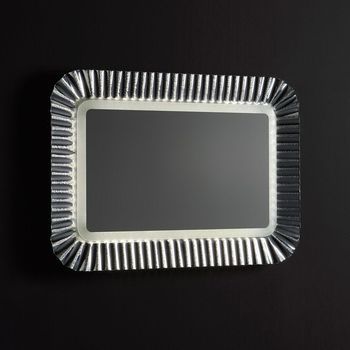 Espejo Moderno Con Marco De Vidrio Fundido Color Plata 94 X 68 Cm