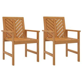 Pack 2 Uds Sillas De Comedor De Jardín | Silla De Exterior | Sillón Madera Maciza Acacia