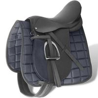 set de montura de caballo de 175 y cuero negro 18 cm 5 en 1 vidaxl