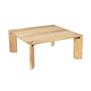 Mesa De Centro Exótica Cuadrada De Madera Maciza, Natural