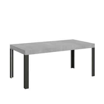 Mesa extensible 90x180/284 cm efecto madera gris cemento, hierro