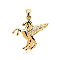 colgante caballo alado en oro 8 quilates con circonita
