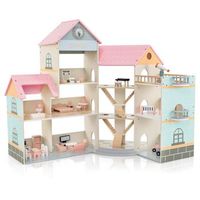 casa de munecas esquinera de madera con techo rosa y 41 muebles y accesorios casa de munecas diy dream house