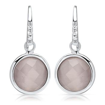Pendientes de plata 925 pulida con perla ojo de gato