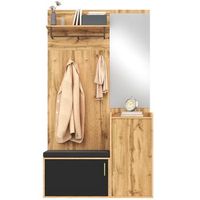 mueble de recibidor - armario pasillo - tablero particulas - negro y natural 100x38x185cm