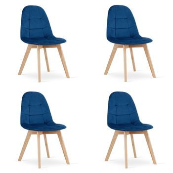 Set De 4 Silla De Comedor Terciopelo Valora Nuuc Asiento De Terciopelo Azul Marino
