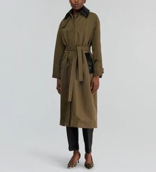 Semicouture para mujer. Y5WW30 Trench Alba verde (38), Casual, Poliamida