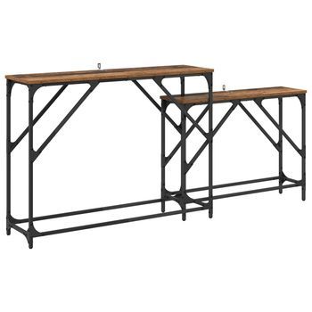 Mesa Consola 2 Uds. Madera Envejecida 100 X 28 X 75 Cm Vidaxl