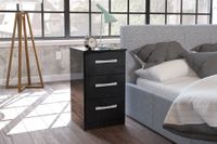 adalee 3 drawer black bedside table
