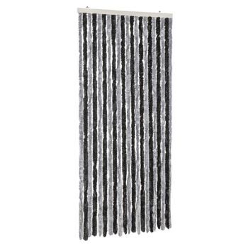 Cortina Antimoscas Chenilla Gris Y Negro 90x200 Cm Vidaxl