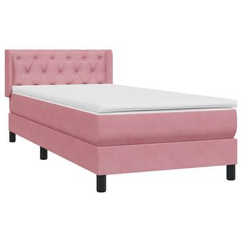 Cama Box Spring Con Colchón Terciopelo Rosa 80x220 Cm Vidaxl