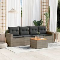 conjunto de sofas jardin con cojines 5 uds  mueble jardin mesa y sillas ratan sintetico gris cfw357273