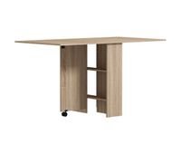 homcom mesa plegable de comedor mesa de cocina plegable con ruedas alas abatibles y estantes para 4-6 personas 75x140x74 cm natural