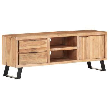 Mueble De Tv Madera Maciza Acacia Borde Natural 120x30x42 Cm Vidaxl