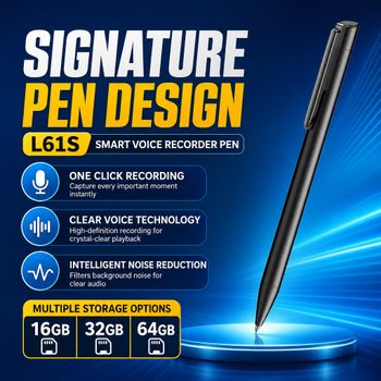 Grabadora de Voz Famue en Forma de Bolígrafo 64G L61S, 360 °   Grabación de audio HD a 1536kbps, reducción inteligente de ruido, larga duración en modo de espera para reuniones y conferencias.