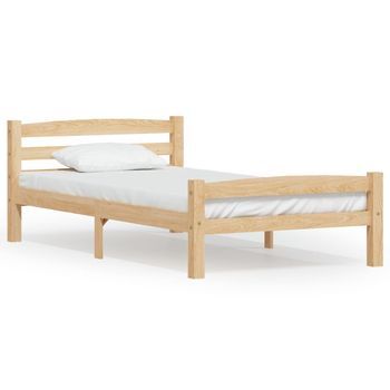 Cama Individual | Cama Para Adultos | Estructura De Cama De Madera Maciza De Pino 90x200 Cm