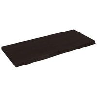 encimera de bano  mueble de bano madera tratada marron oscuro 140x60x2-6 cm