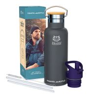 lg luxury  grace botella de agua acero inoxidable 500 ml cantimplora de metal con funda de neopreno botella termica para bebidas frias y calientes con tapon intercambiable doble pared  sin bpa