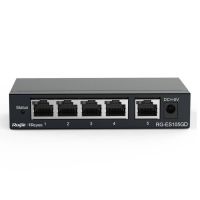 switch ruijie rg-es105gd 5 puertos gigabit metalico sin ventilador 10gbps proteccion 6kv