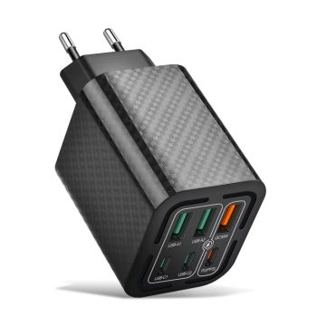 Cargador USB PD de 6 Puertos BK320-3A3C PD50W 3USB-A+3USB-C PD3.0 QC4.0/3.0/2.0 FCP Cargador Rápido de Pared Adaptador E