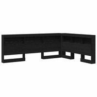 cabecera de almacenamiento con estante roble negro 160 cm