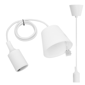Aigostar Portalámparas Colgante de Plástico E27,100cm Cable con Soporte de Techo,Accesorios de La Lámpara DIY,Blanco