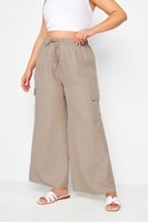 yours pantalones cargo marron efecto lino mujer curvy y tallas grandes yours