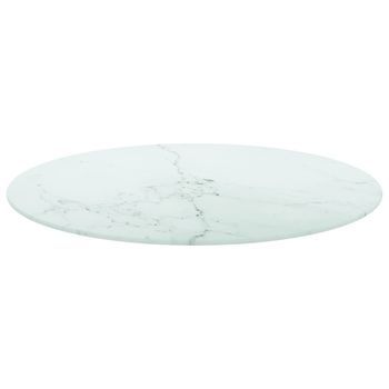 Tablero De Mesa | Tablero Escritorio Diseño Mármol Vidrio Templado Blanco Ø70x0,8 Cm