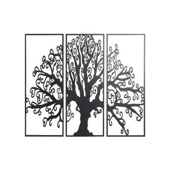 Decoracion Pared Set 3 Metal 105x1,3x91 Arbol