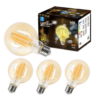 aigostar - bombilla led e27 edison 6w equivalente a 48w blanco calido 2200k 600 lumenes bombilla led vintage decorativa g80 de filamento no regulable cristal ambar pack 4