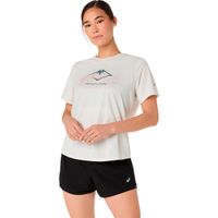 asics fujitrail logo  camiseta de running mujeres - beige