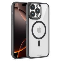 cool funda magnetica transparente con borde negro para iphone 16 pro max