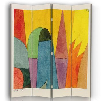 Legendarte - Biombo With The Mauve Triangle - Paul Klee - Separador De Ambientes Para Interiores Cm. 145x170 (4 Paneles)