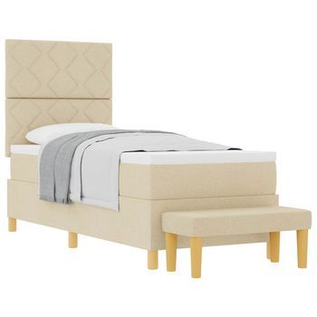 Cama Tipo Box Spring Con Cojín Crema 200 X 80 Cm Tela Vidaxl