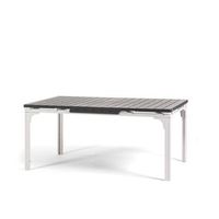 mesa extensible de jardin 180240x90 cm en acero y tapa efecto madera - thomas xl blanco  pizarra