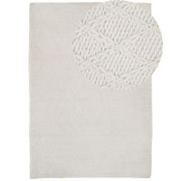 alfombra de lana blanco crema con viscosa 160 x 230 cm rectangular tejida a mano