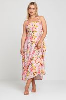 limited collection vestido midaxi rosa floral cuello halter mujer curvy y tallas grandes limited collection