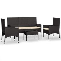 conjunto de jardin con cojines 4 uds  mueble jardin mesa y sillas ratan sintetico negro
