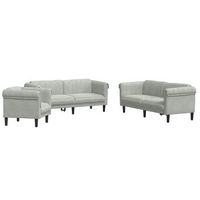 juego de sofas 3 piezas terciopelo gris claro vidaxl
