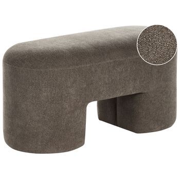 Banco Tapizado Moderno De Bouclé Puf Patas Anchas Salón Dormitorio Marrón Decorah