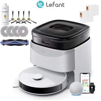Robot aspirador y limpiador de suelos Lefant M3L, 12 000 Pa: fregado, aspiración, secado, paños de limpieza, limpieza automática, depósito de polvo, drenaje de agua, navegación dTOF