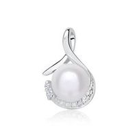 colgante de perlas en oro blanco 14 quilates con diamantes