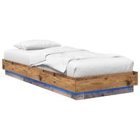 estructura de cama con led madera envejecida 80 x 200 cm vidaxl