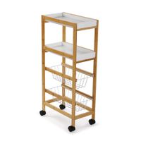 carro de cocina con 4 estantes en aglomerado efecto madera blanco