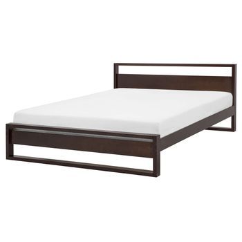 Cama De Madera De Pino Marrón Oscuro 160 X 200 Cm Con Cabecero De Estilo Retro Giulia